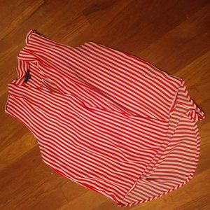 business casual blouse shoulder detail striped